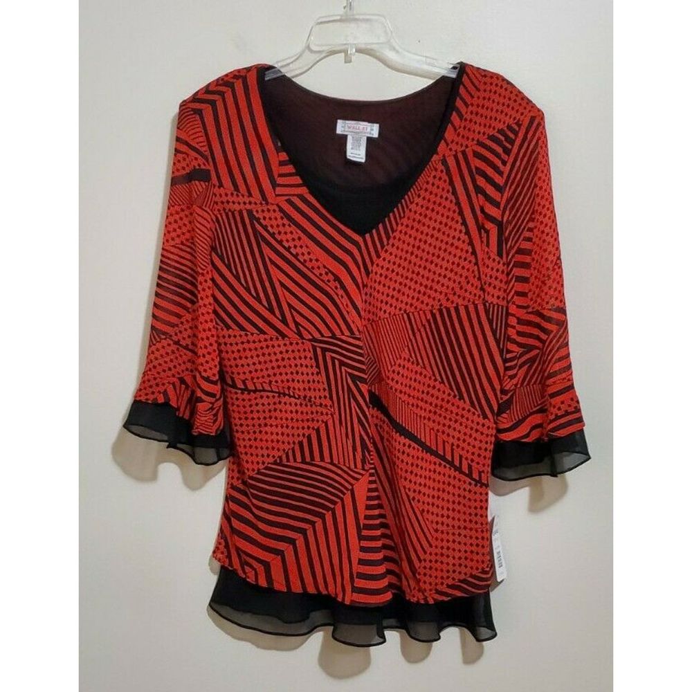 Vintage Wall St Women's 3/4 Bell Sleeve Blouse